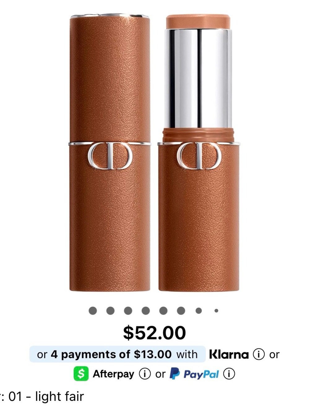 Dior Lip Glow Sheer Balm — Tan Leather-Effect Case with Peachy Nude Balm